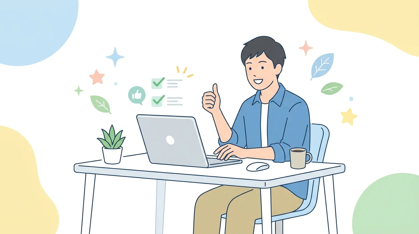 プランを選んで満足している男性のイラスト